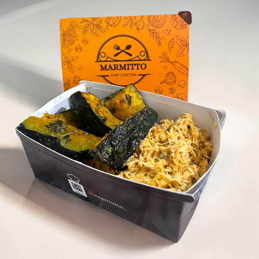 Frango desfiado com abobora Kabocha