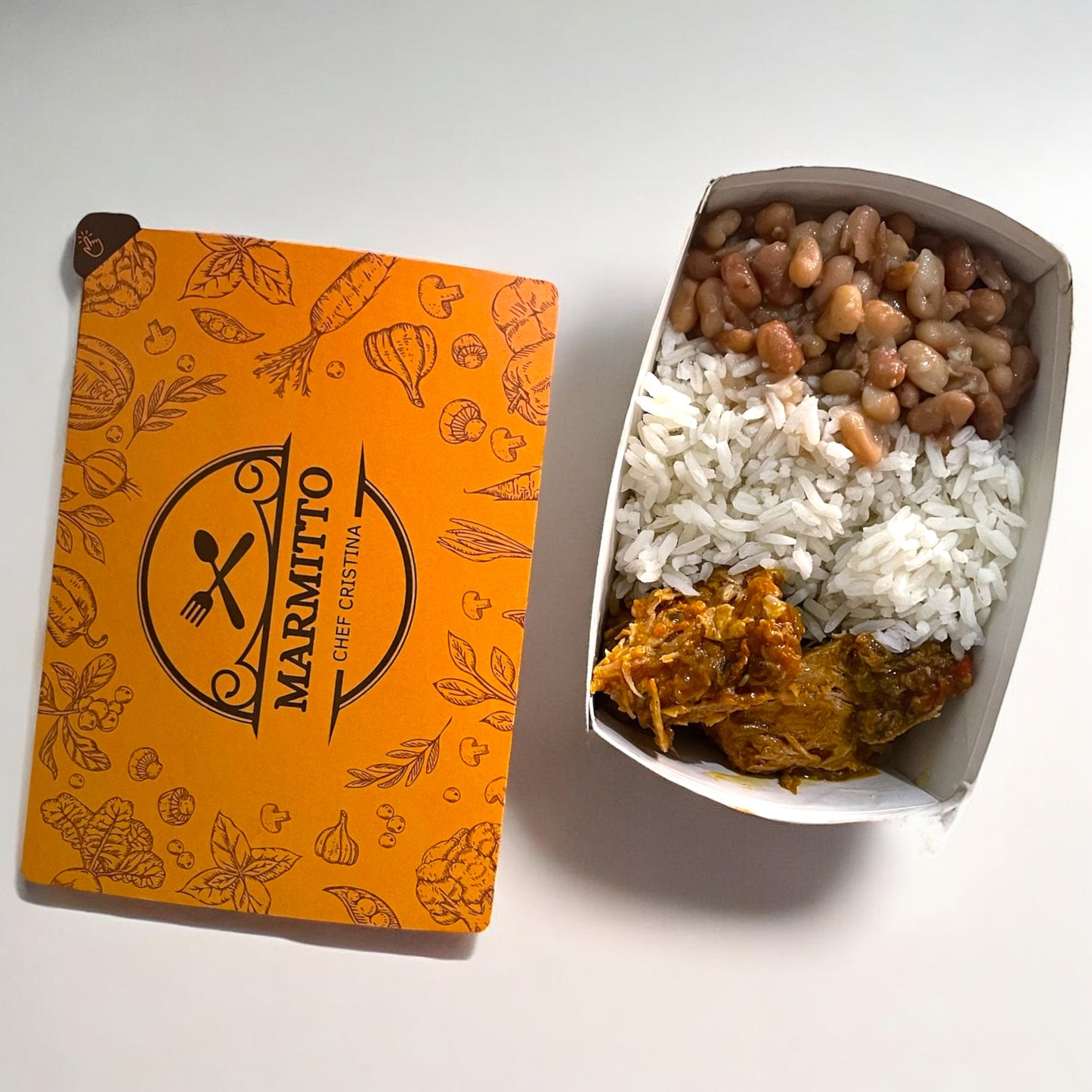 Lombo com arroz e feijão