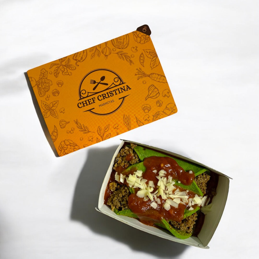 Panqueca de espinafre com carne patinho