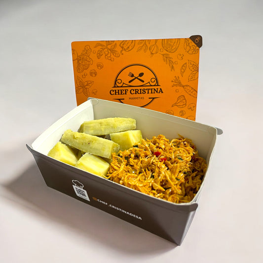 Frango desfiado com batata doce