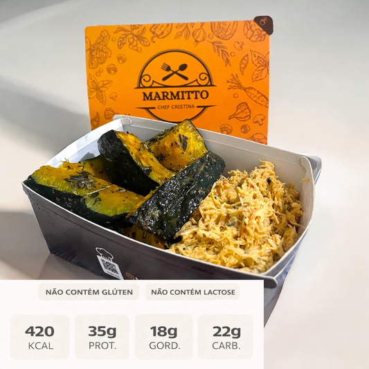 Frango desfiado com abobora Kabocha