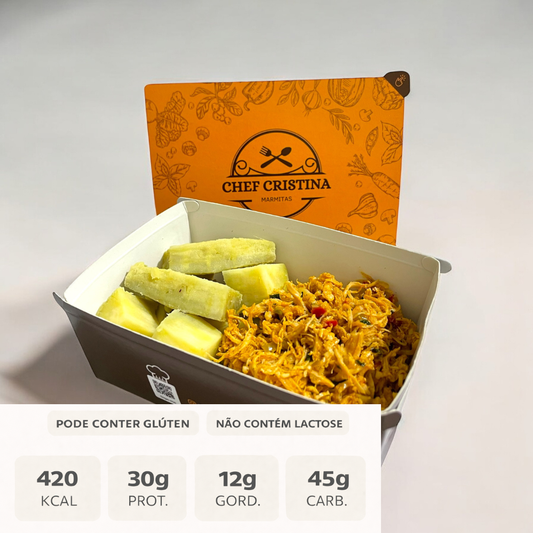 Frango desfiado com batata doce