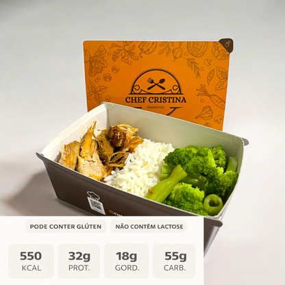 Lombo com arroz e legumes